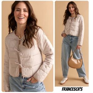 New Francesca's Deirdre Gingham Front
Tie Jacket